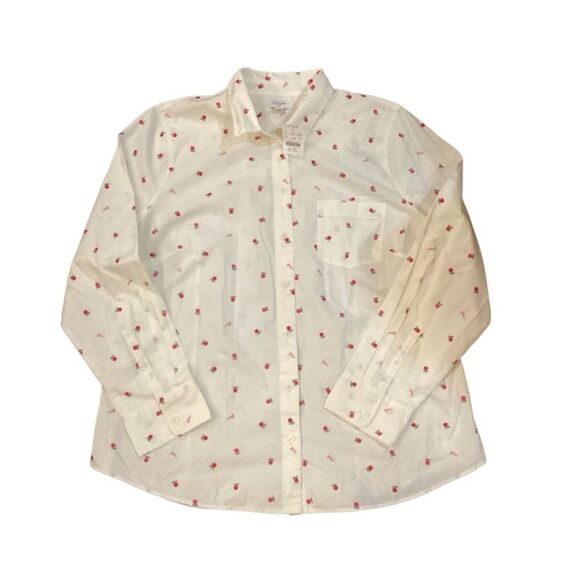 NWT J. Crew Factory apples teacher button-up cotton poplin shirt - Picture 4 of 9